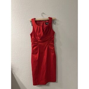 Adrianna Papell‎ Sleeveless Midi Cocktail Dress Stretch Red Sz 8
